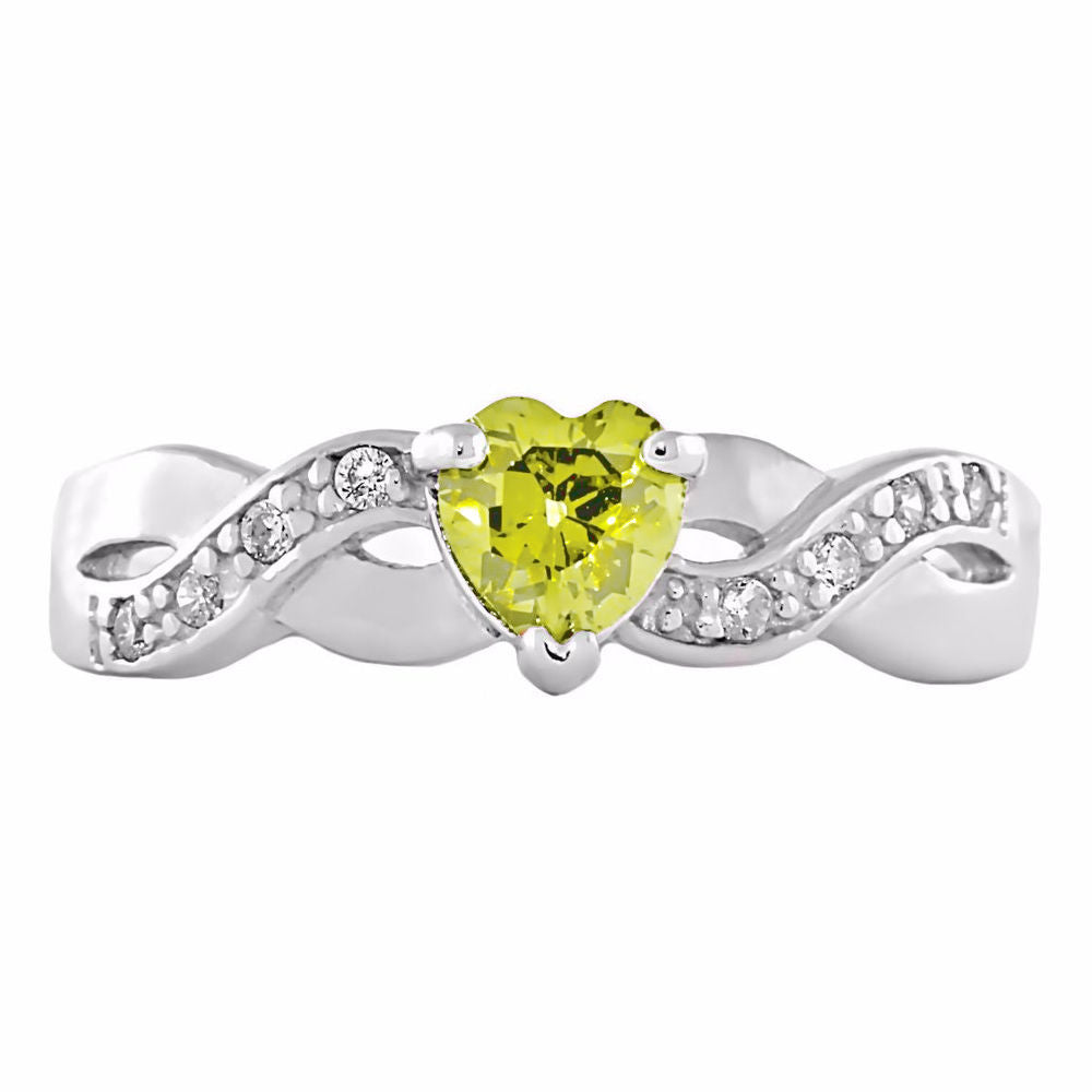 0.6ct Heart-cut Citrine Ice CZ Crossover Promise Ring - 1000Jewels.com