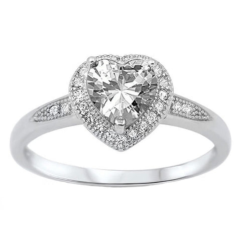 Della: 0.87ct Heart cut Russian Ice CZ with Round IOF CZ Halo Promise Ring - 1000Jewels.com