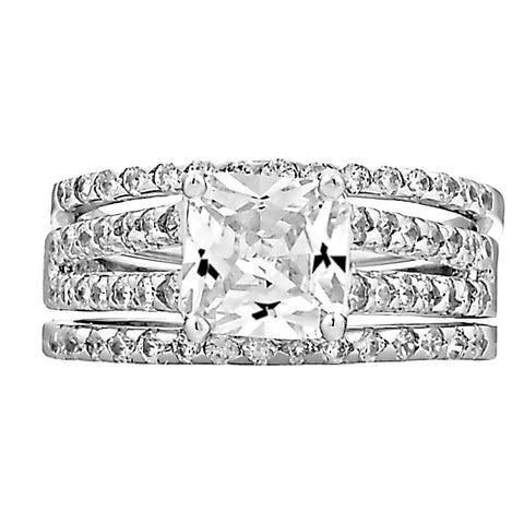 Gelana: 2.87ct 3 piece Russian Ice Princess Cut Wedding Ring Set 925 - 1000Jewels.com