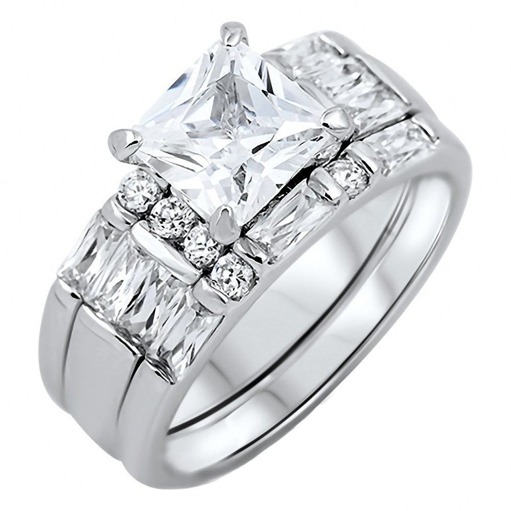 Kayla 3: 3.74ct Russian Ice on Fire CZ Womens 3pc Wedding Ring Set - 1000Jewels.com