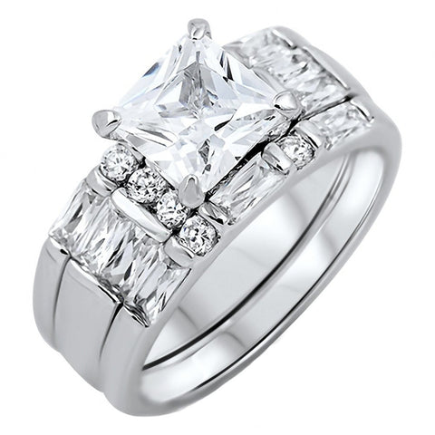Kayla 3: 3.74ct Russian Ice on Fire CZ Womens 3pc Wedding Ring Set - 1000Jewels.com