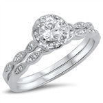 Gisella: IOF CZ Elegant Petite 2 Pc Wedding Ring Set 925 Sterling Silver - 1000Jewels.com