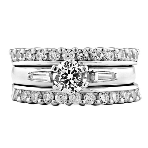 Monteira: 1.9ct 3 Piece Stacked Ice on Fire CZ Wedding Ring Set - 1000Jewels.com