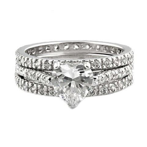 Rayanna: 2.73ct 3 Piece Stacked Heart-cut IOF CZ Wedding Ring Set - 1000Jewels.com