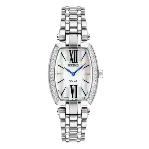 Seiko: Women's Diamond Accented 22mm Silver-Tone Wrist Watch Steel SUP283 - 1000Jewels.com