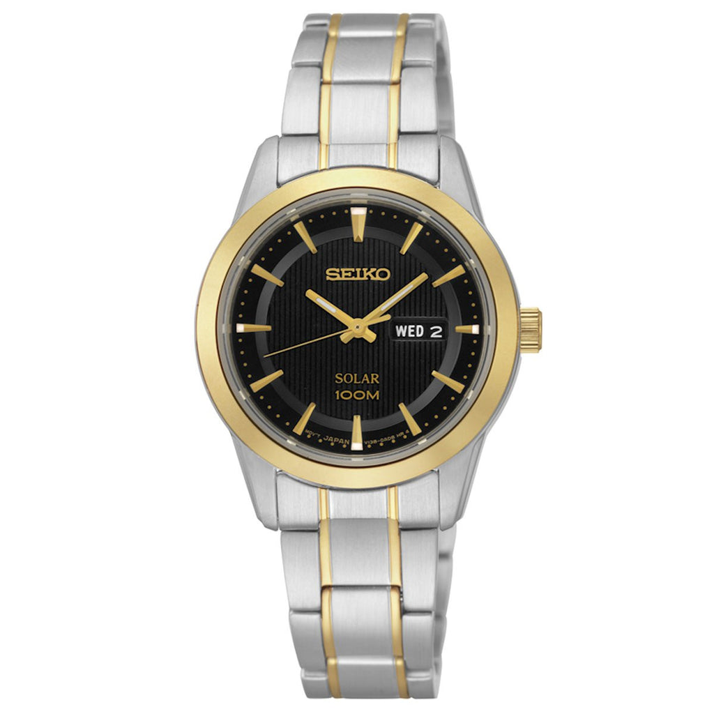 Seiko Core: Womens 29mm Two-Tone Wrist Watch with LumiBrite Hands, Stainless Steel SUT166 - 1000Jewels.com