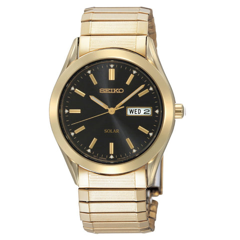 Seiko Core: Mens Solar Powered Wrist Watch, Gold-Tone Stainless Steel SNE060 - 1000Jewels.com