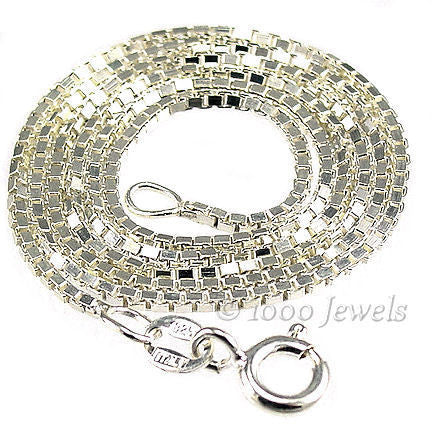 1.5mm 16 inch Premium Italian Venetian Box Chain 925 Sterling Silver - 1000Jewels.com