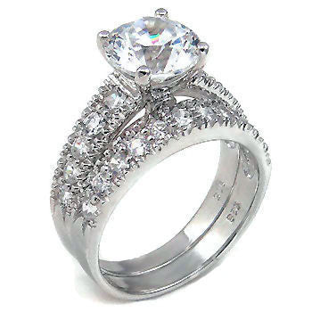 Leehanna: 3.8ct Ice on Fire CZ Large Solitaire Wedding Ring Set - 1000Jewels.com