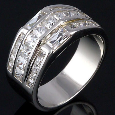 Vincent: 3.4ct Mens Ice on Fire CZ 3 Row Channel Band Ring - 1000Jewels.com