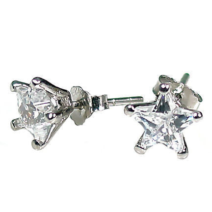 Keira K 4mm Star Cut Ice on Fire CZ Sterling Silver Stud Earrings - 1000Jewels.com