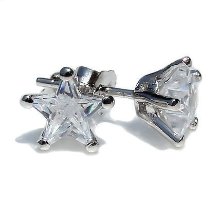 Keira K 6mm Star Cut Ice on Fire CZ Sterling Silver Stud Earrings - 1000Jewels.com