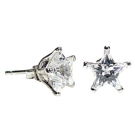 Keira K 7mm Star Cut Ice on Fire CZ Sterling Silver Stud Earrings - 1000Jewels.com