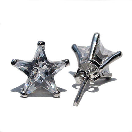 Keira K 8mm Star Cut Ice on Fire CZ Sterling Silver Stud Earrings - 1000Jewels.com