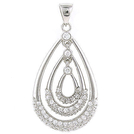 Sabrina: Tiffany Style Triple Teardrop CZ Simulated Diamond Pendant - 1000Jewels.com