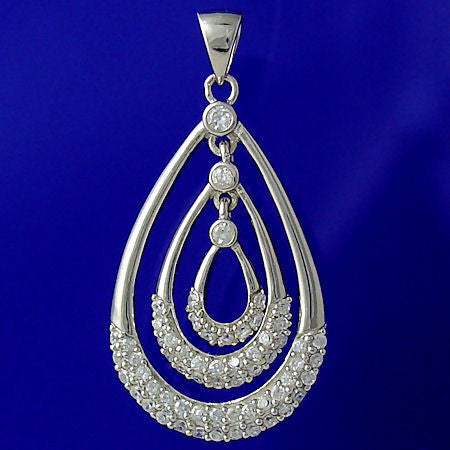 Sabrina: Tiffany Style Triple Teardrop CZ Simulated Diamond Pendant - 1000Jewels.com