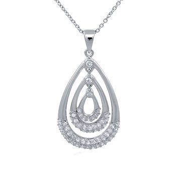 Sabrina: Tiffany Style Triple Teardrop CZ Simulated Diamond Pendant - 1000Jewels.com