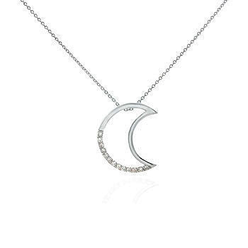Selene: Tiffany Inspired Sterling Silver Russian Ice CZ Moon Pendant - 1000Jewels.com