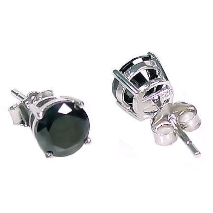 Jet: 6mm, 1.5ct Brilliant Cut Black Ice CZ Silver Cast Basket Stud Earrings - 1000Jewels.com