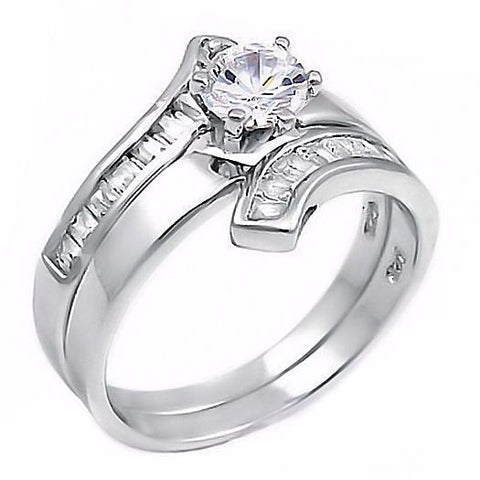 Caprina: 1.8ct Flared Bypass Russian Ice on Fire CZ Wedding Ring Set - 1000Jewels.com