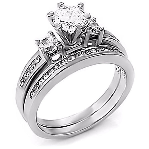 Lakoda: Stunning 1.31ct Ice on Fire CZ 2 Piece Wedding Ring Set Sterling Silver - 1000Jewels.com