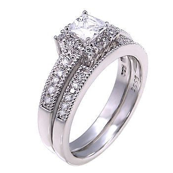 Epiphany: Stunning 1.48c Russian Ice Diamond CZ 2 pc Wedding Ring Set - 1000Jewels.com