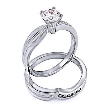 Caitlyn: Stylish 1.15c Russian Ice Diamond CZ 2 Piece Wedding Ring Set - 1000Jewels.com