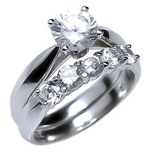 Arizona: 2.1ct Ice on Fire Russian CZ Womens Wedding Ring Set - 1000Jewels.com