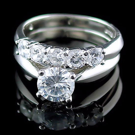 Arizona: 2.1ct Ice on Fire Russian CZ Womens Wedding Ring Set - 1000Jewels.com