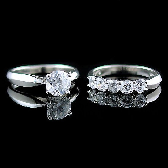 Arizona: 2.1ct Ice on Fire Russian CZ Womens Wedding Ring Set - 1000Jewels.com
