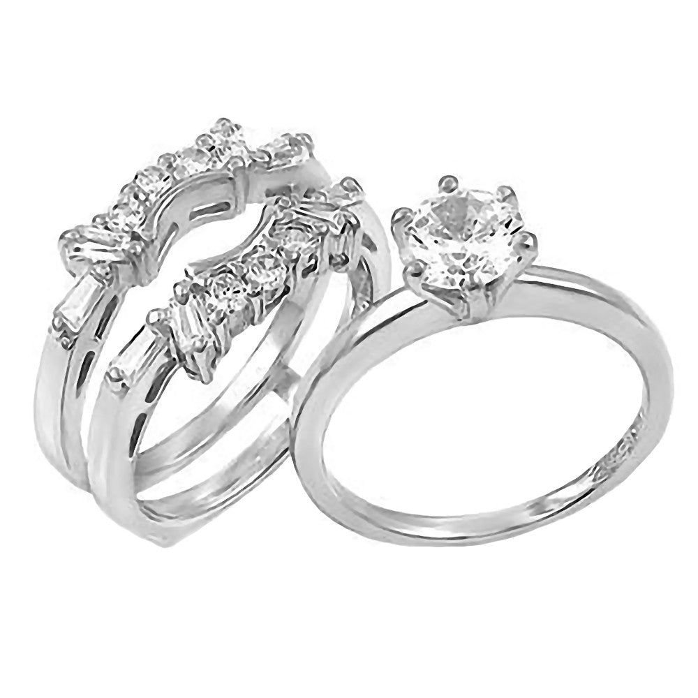 Val 2 Ct. CZ Diamond Wedding Ring Set, Silver – Zahra Jewelry