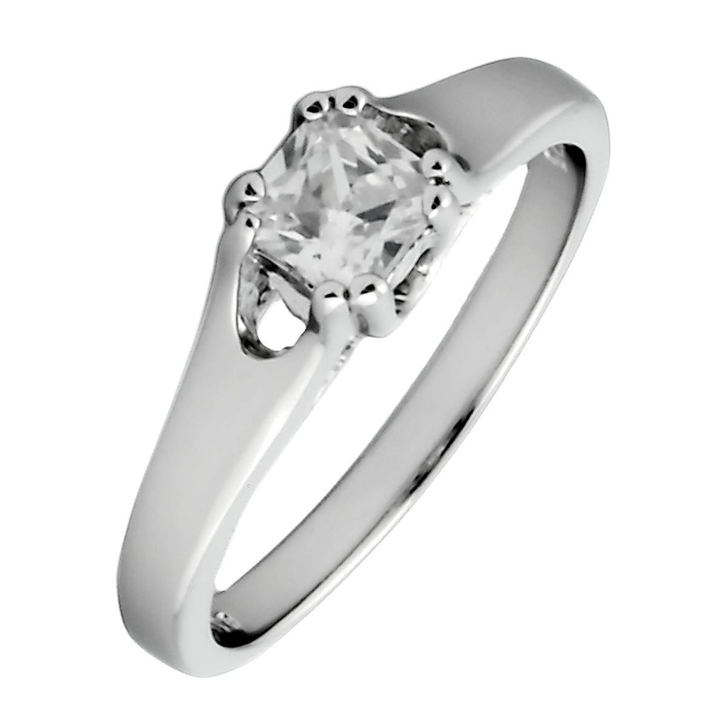 Lela: .55c Russian Ice Diamond CZ Double Prong Promise Engagement Ring - 1000Jewels.com