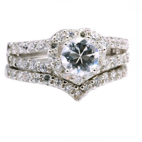 Heather: 2.44ct Heart Shaped Russian Ice CZ Wedding Ring Set - 1000Jewels.com