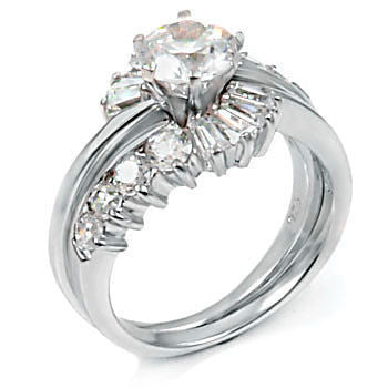 Danica: 2.56ct Russian Ice CZ Bordered Wrap Around Wedding Ring Set - 1000Jewels.com