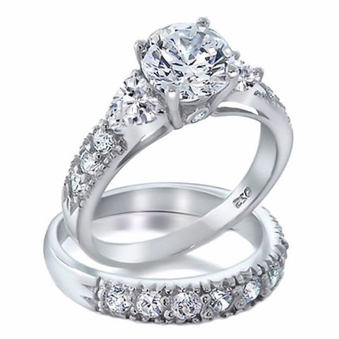 Oliana: Stunning 4.12ct Russian Ice on Fire CZ 2 Piece Wedding Ring Set - 1000Jewels.com