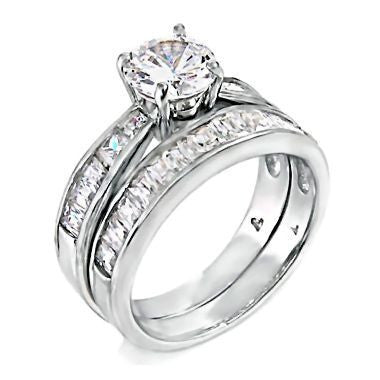Elanna: Stunning 4.21c Russian Ice Diamond CZ 2 Piece Wedding Ring Set - 1000Jewels.com