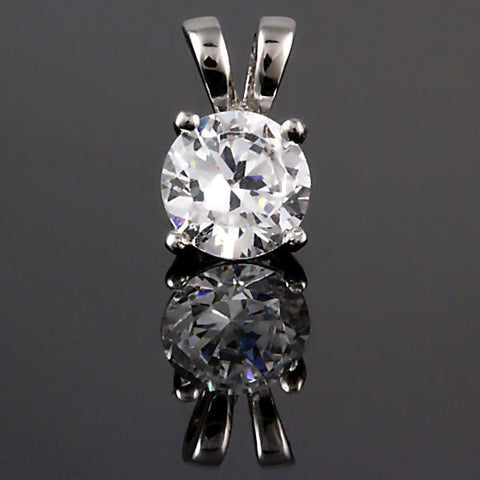 Jasmine: 6mm Russian Ice Diamond CZ .75ct Solitaire Pendant 925 Silver - 1000Jewels.com