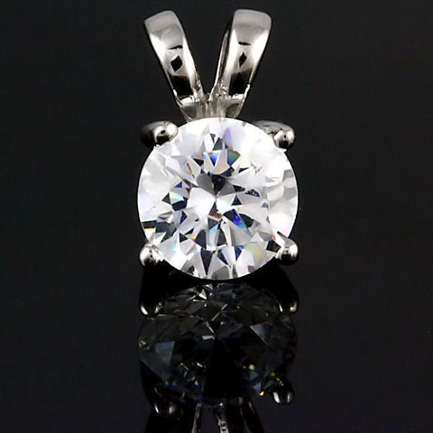 Jasmine: 7mm Russian Ice Diamond CZ 1.3ct Solitaire Pendant 925 Silver - 1000Jewels.com