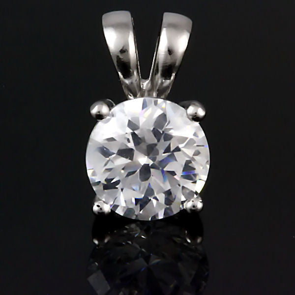 Jasmine: 8mm Russian Ice Diamond CZ 2.0ct Solitaire Pendant 925 Silver - 1000Jewels.com