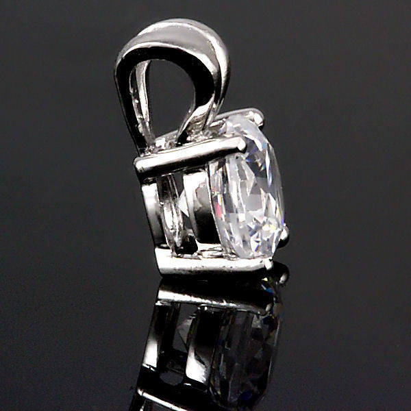 Jasmine: 8mm Russian Ice Diamond CZ 2.0ct Solitaire Pendant 925 Silver - 1000Jewels.com