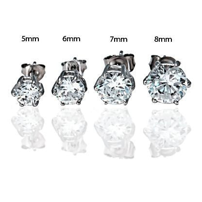 Kaylie: 7mm Russian Ice on Fire CZ 6 Prong Cast Basket Stud Earrings - 1000Jewels.com