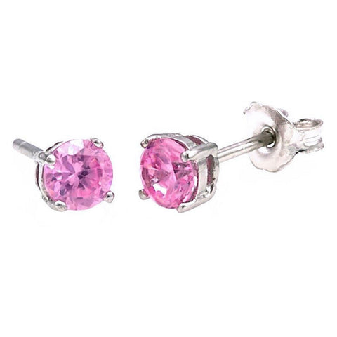 Harlow: 4mm 0.5c Pink Sapphire Ice CZ Basket Set Stud Earrings 925 Silver - 1000Jewels.com