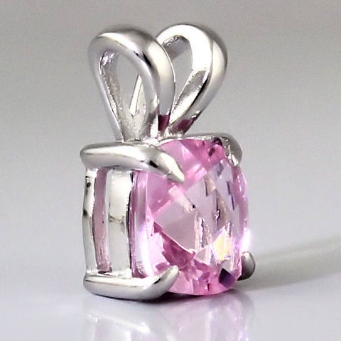 Preslie: 2.9ct 8mm Cushion Cut Simulated Pink Tourmaline Pendant 925 Silver - 1000Jewels.com