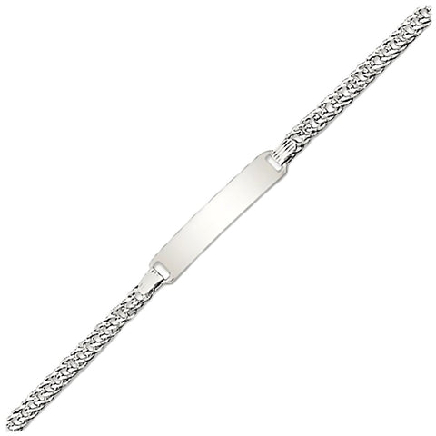 Trustmark Engravable Sterling Silver Italian Bar Baby Bracelet and Curb Chain - 1000Jewels.com