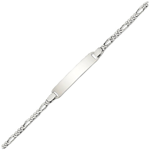 Trustmark Engravable Sterling Silver Italian Bar Baby Bracelet and Figaro Chain - 1000Jewels.com