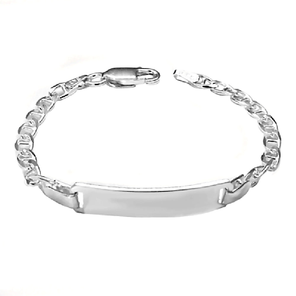 Trustmark Engravable Sterling Silver Italian Bar Baby Bracelet and Marina Chain - 1000Jewels.com