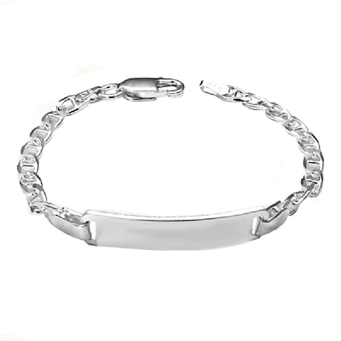 Trustmark Engravable Sterling Silver Italian Bar Baby Bracelet and Marina Chain - 1000Jewels.com