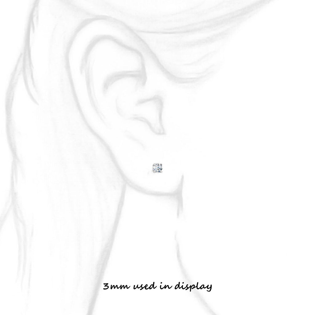 Jayden: 3mm, 0.20ct Brilliant Cut Simulated Diamond CZ Stud Earrings - 1000Jewels.com