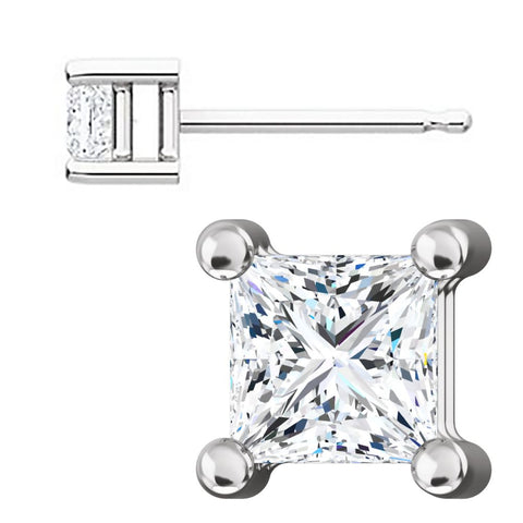 Kendra: 3mm, 0.35ct Princess Cut Russian Ice CZ Stud Earrings Silver - 1000Jewels.com