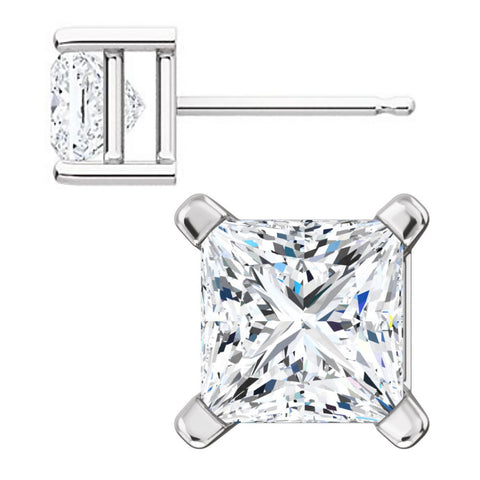 Kendra: 5mm, 1.5ct Princess Cut Russian CZ Basket Set Stud Earrings - 1000Jewels.com